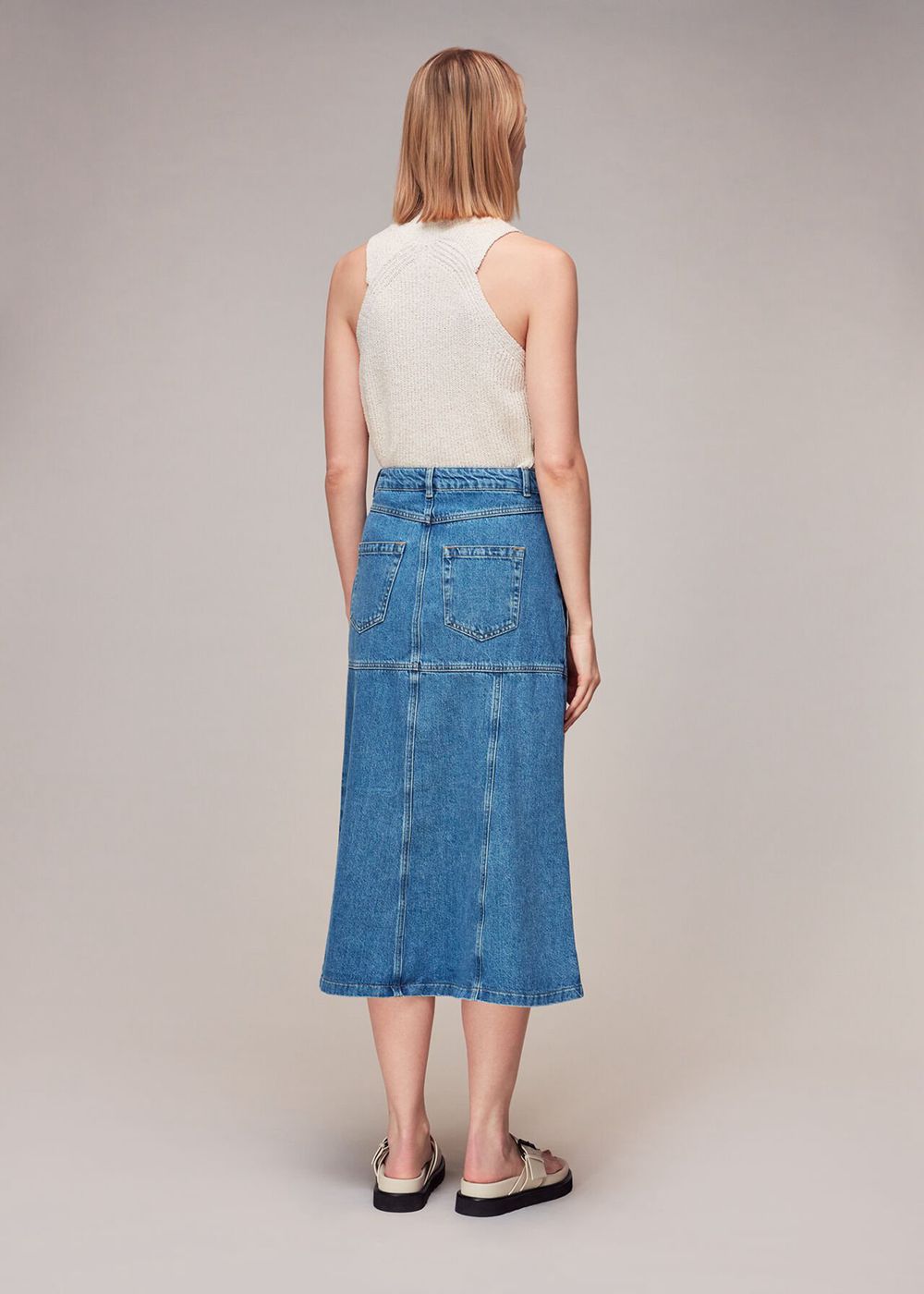 Whistles Denim Midi Skirts Blue | US-54790BFEK