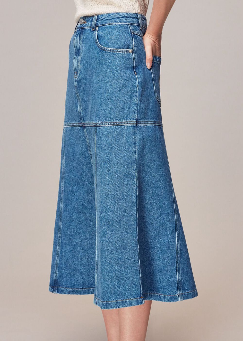 Whistles Denim Midi Skirts Blue | US-54790BFEK