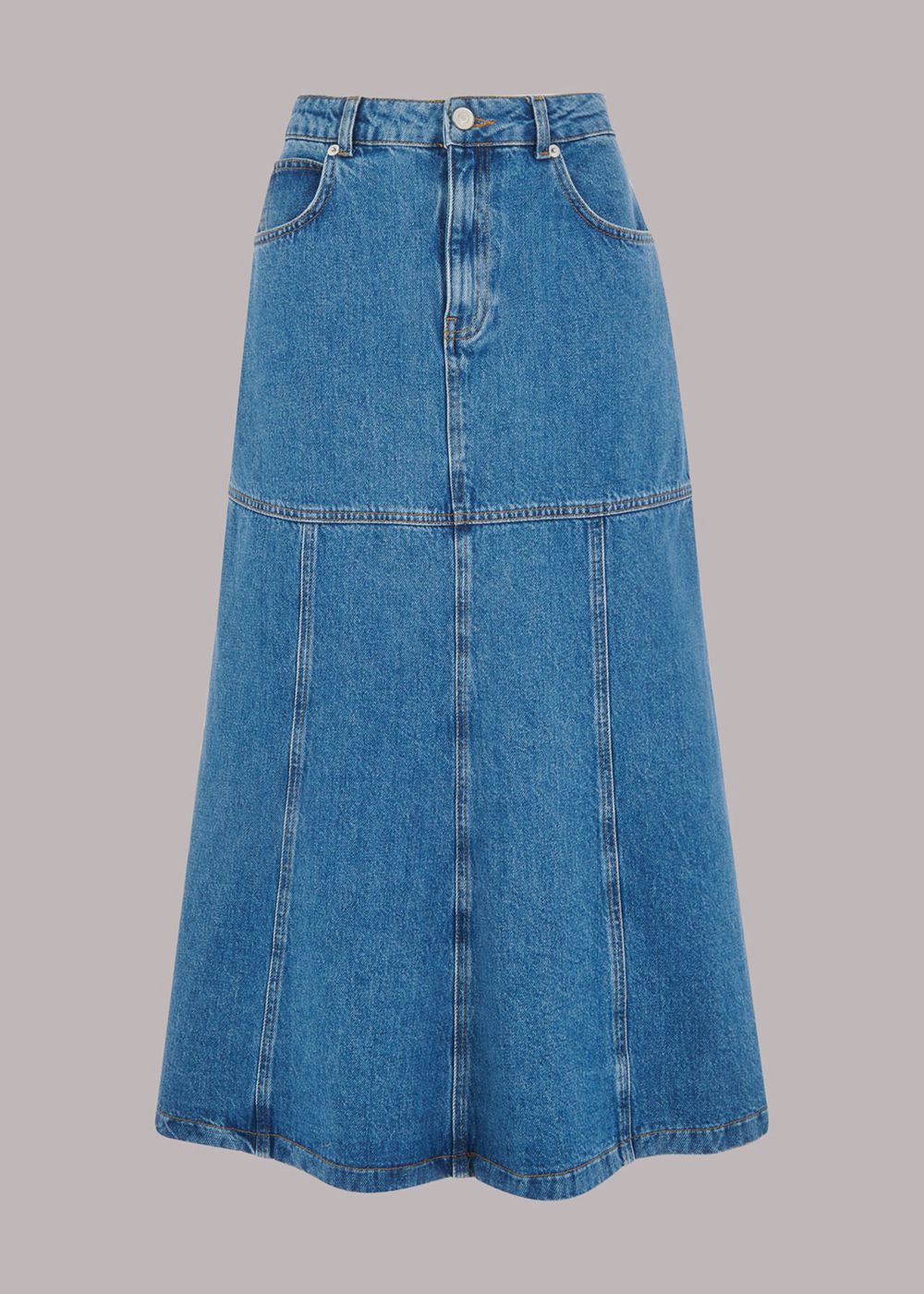 Whistles Denim Midi Skirts Blue | US-54790BFEK