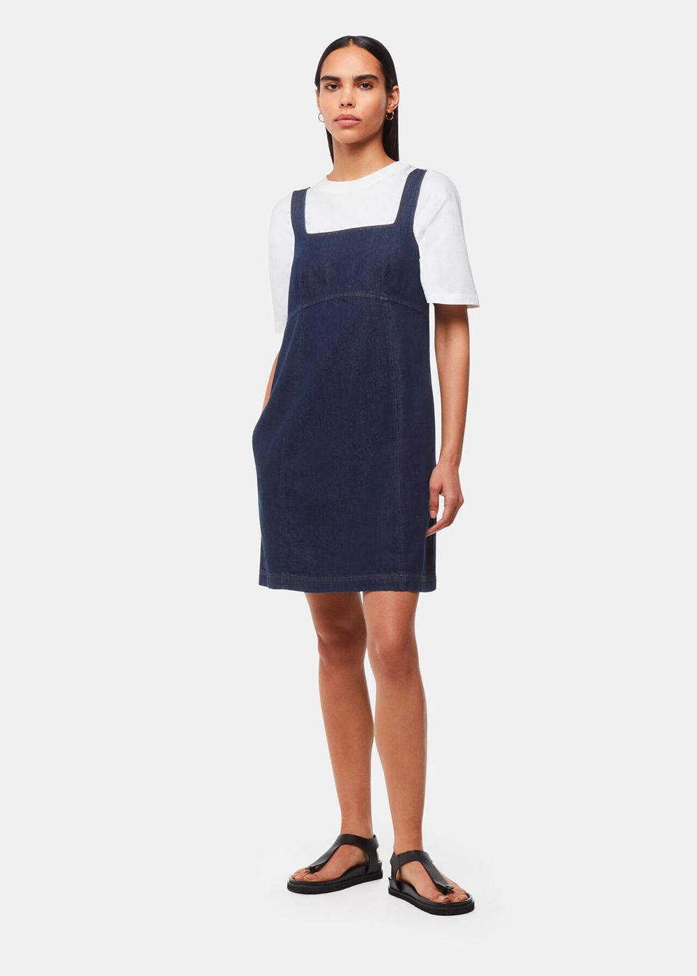 Whistles Denim Pinafore Dress Blue | US-50843LQOA