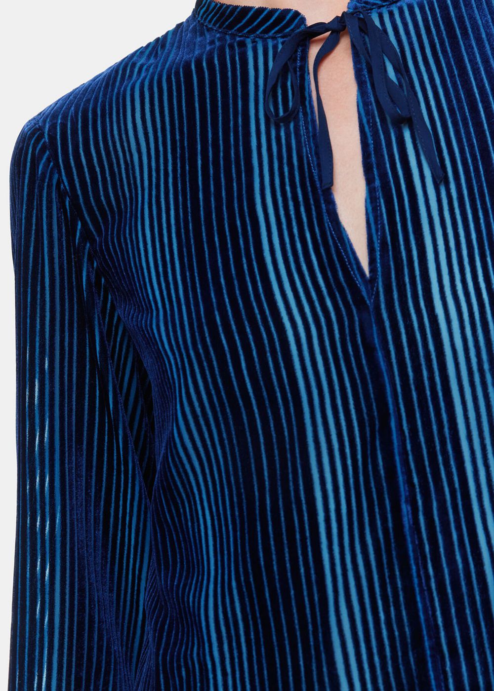 Whistles Devore Stripe Velvet Blouse Blue / Multicolor | US-27631ERWL