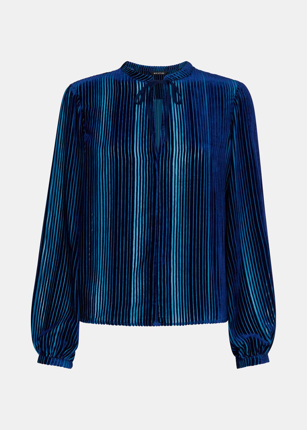 Whistles Devore Stripe Velvet Blouse Blue / Multicolor | US-27631ERWL