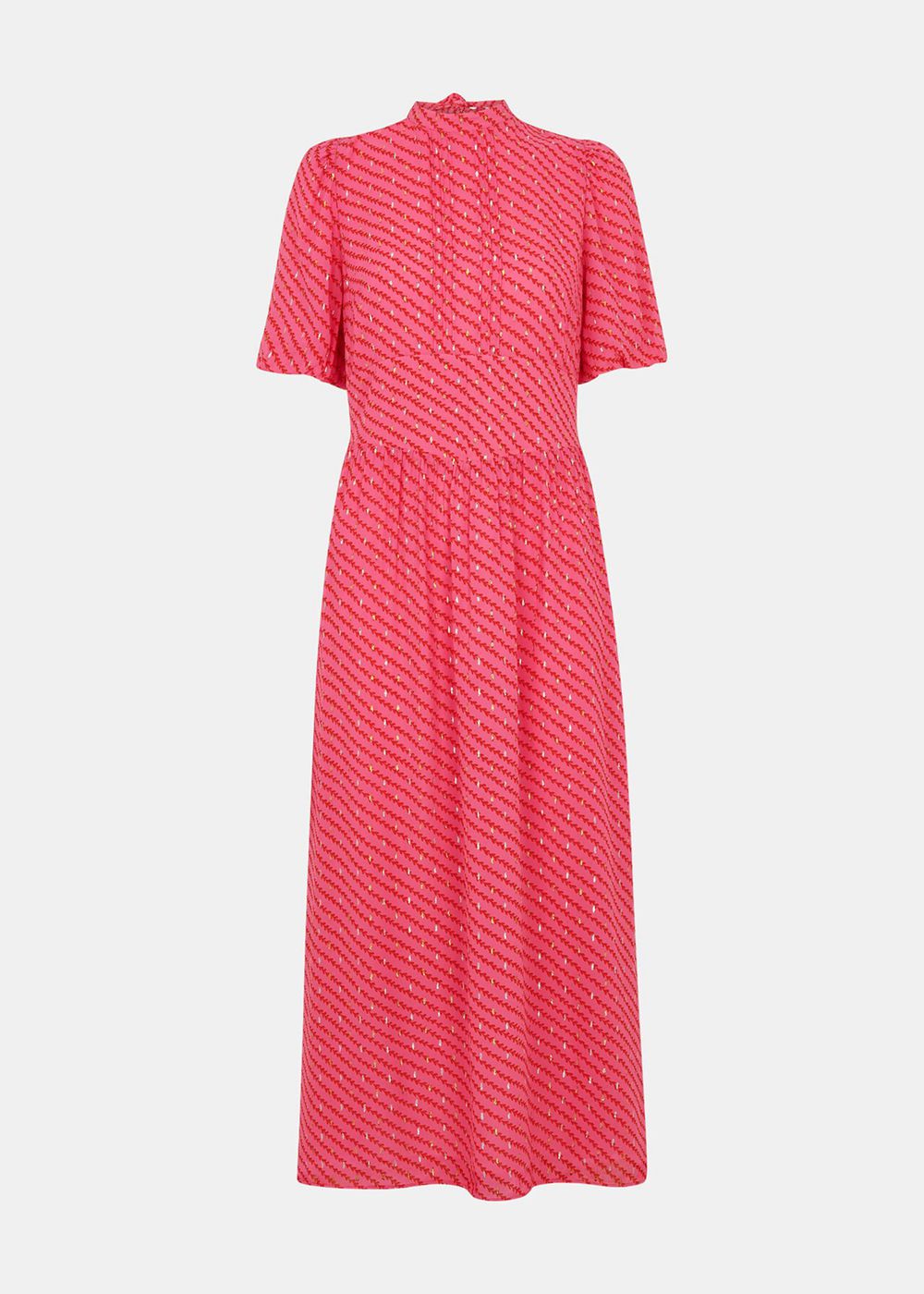 Whistles Diagonal Leaf Blair Dress Pink / Multicolor | US-01832BAYE