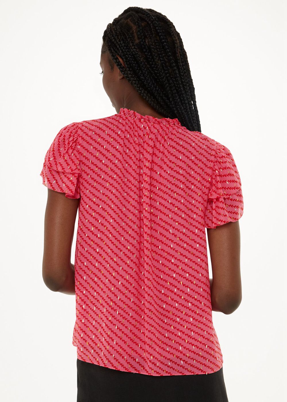 Whistles Diagonal Leaf Print Top Pink / Multicolor | US-95248HJBS