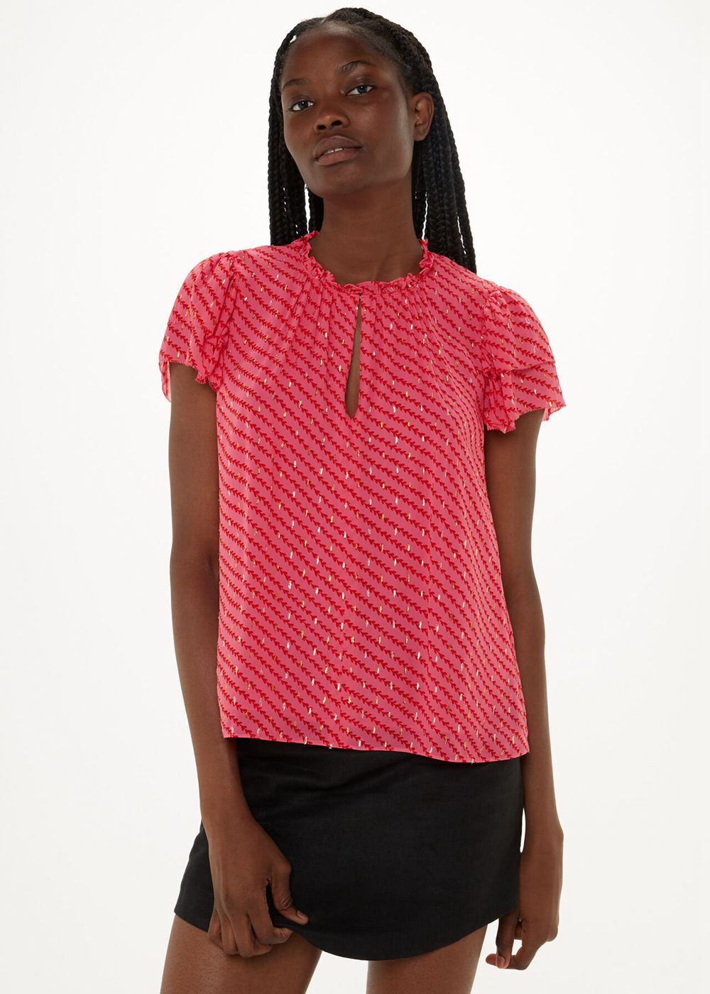 Whistles Diagonal Leaf Print Top Pink / Multicolor | US-95248HJBS