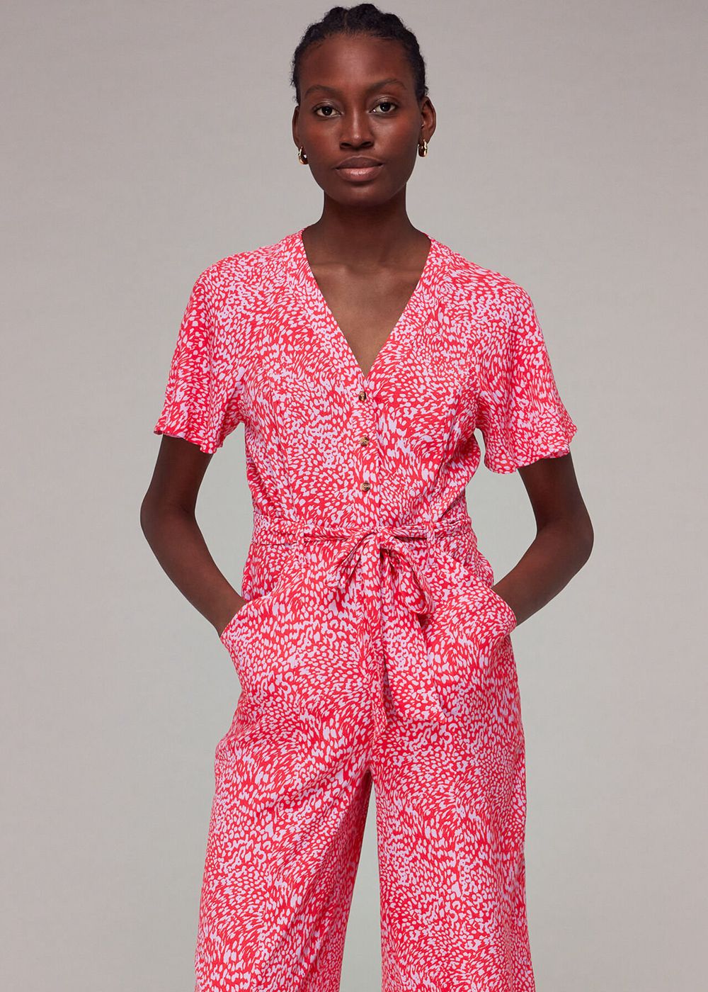 Whistles Diagonal Print Jumpsuit Pink / Multicolor | US-14380LDPE