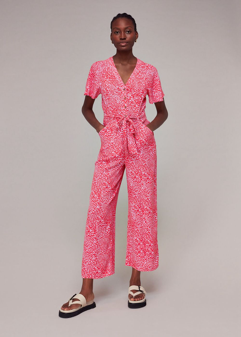 Whistles Diagonal Print Jumpsuit Pink / Multicolor | US-14380LDPE