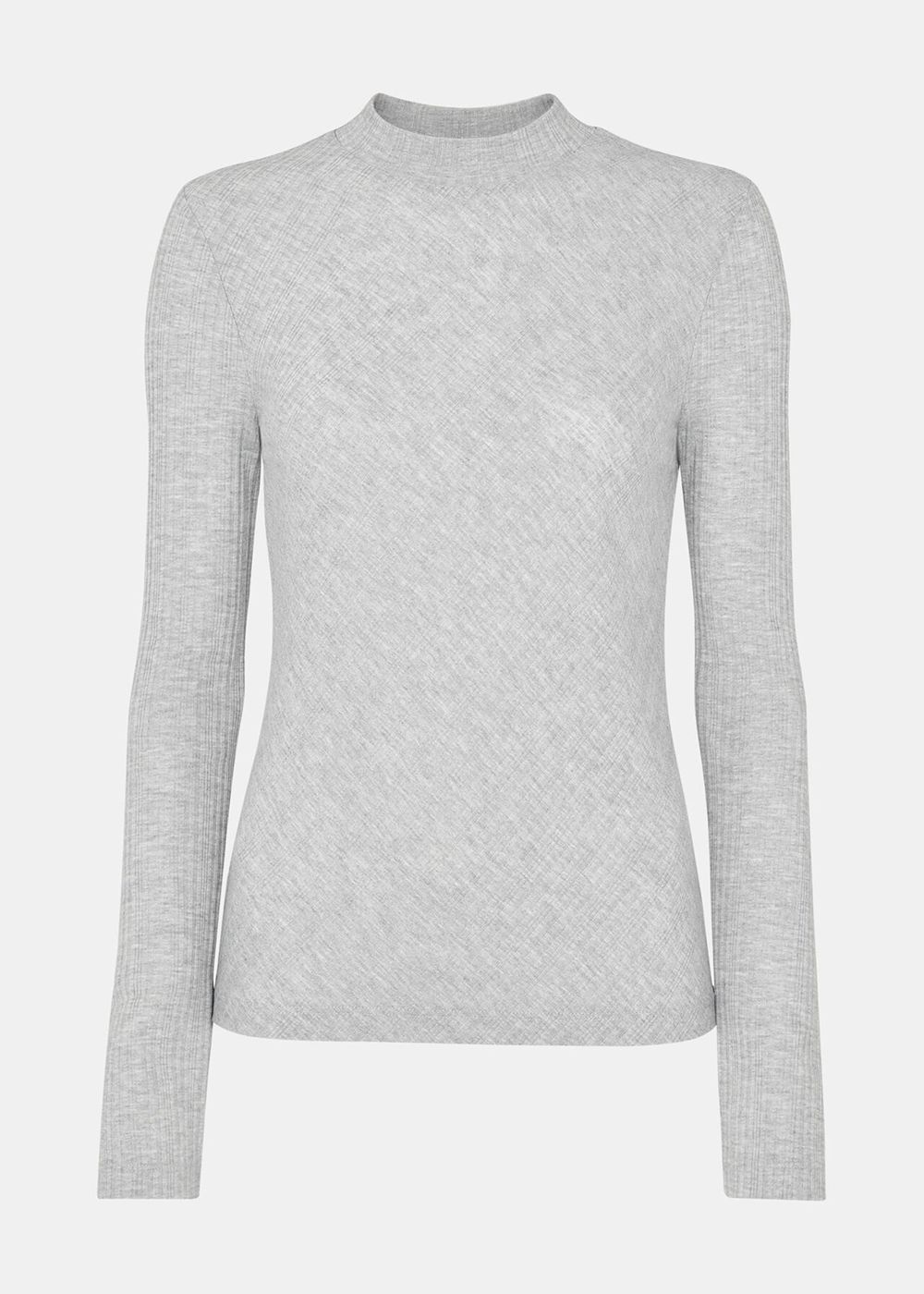 Whistles Diagonal Rib Crew Neck Top Grey | US-26970EVYS