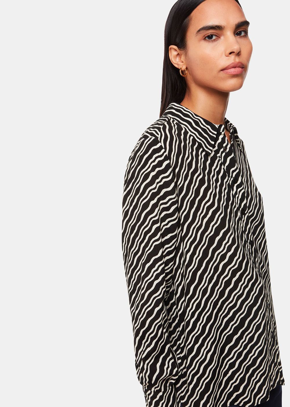 Whistles Diagonal Ripple Print Shirts Black / Multicolor | US-64831GWXR