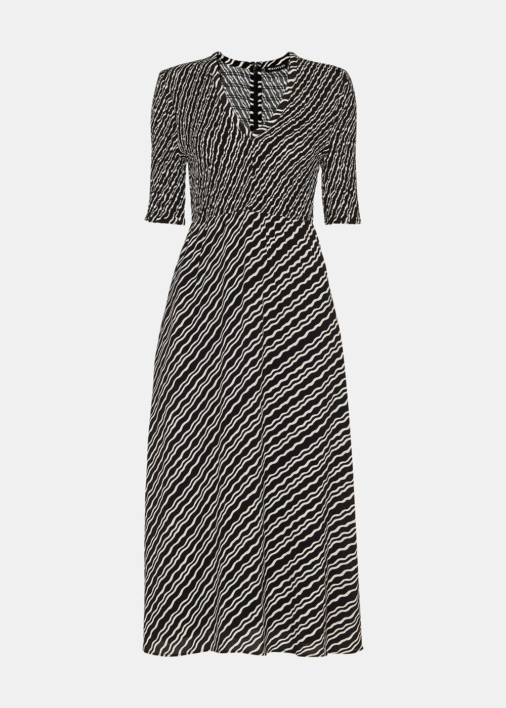 Whistles Diagonal Ripple Shirred Dress Black / Multicolor | US-58096RUCW