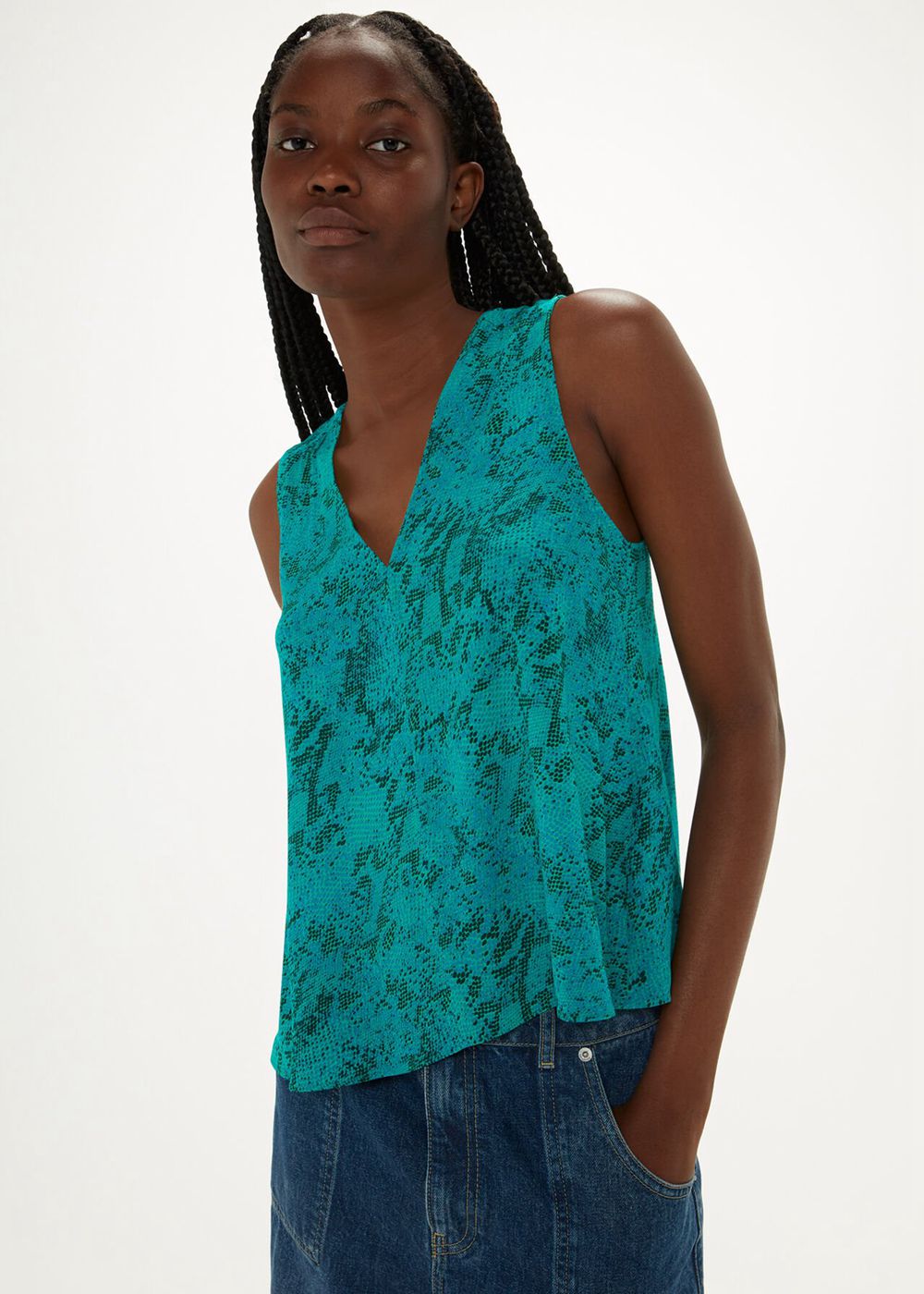 Whistles Diagonal Snake Vest Top Turquoise / Multicolor | US-28137YIMD