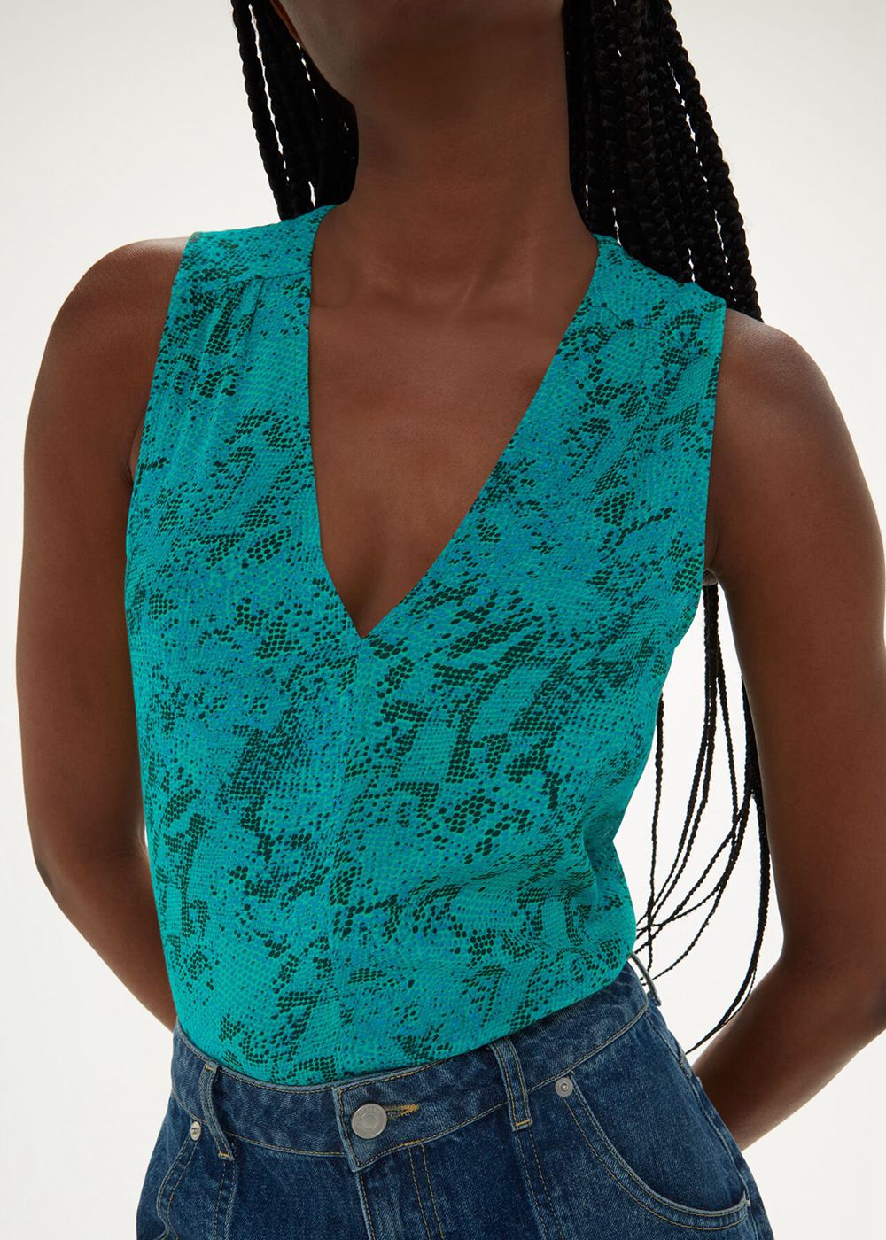 Whistles Diagonal Snake Vest Top Turquoise / Multicolor | US-28137YIMD