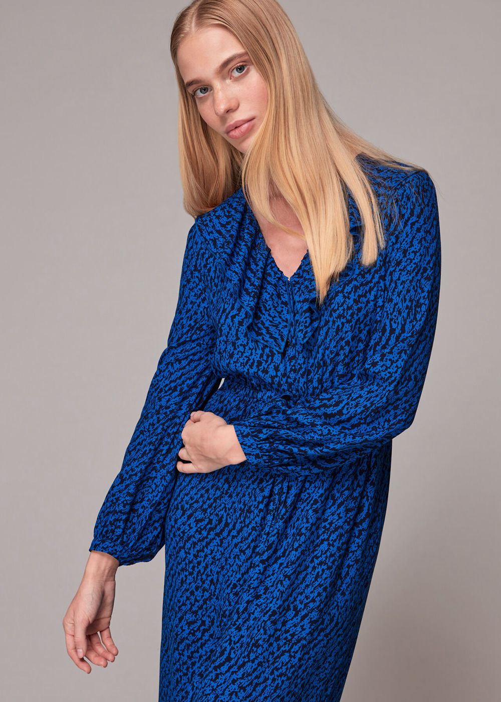 Whistles Diagonal Texture Print Dress Blue / Multicolor | US-12536TQPI