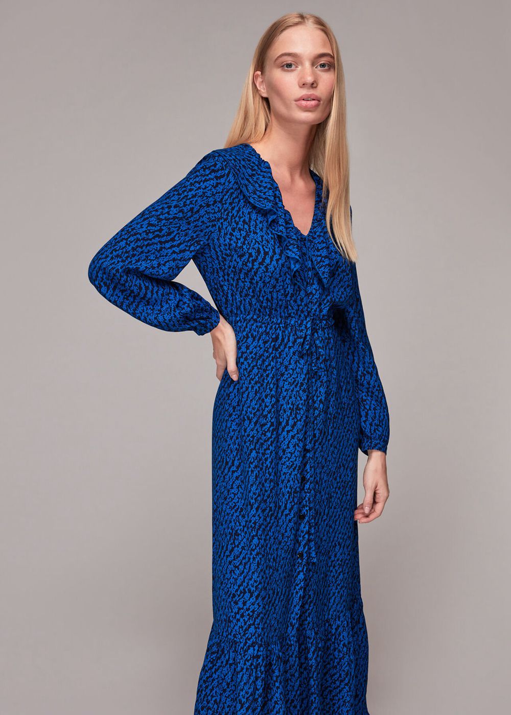 Whistles Diagonal Texture Print Dress Blue / Multicolor | US-12536TQPI