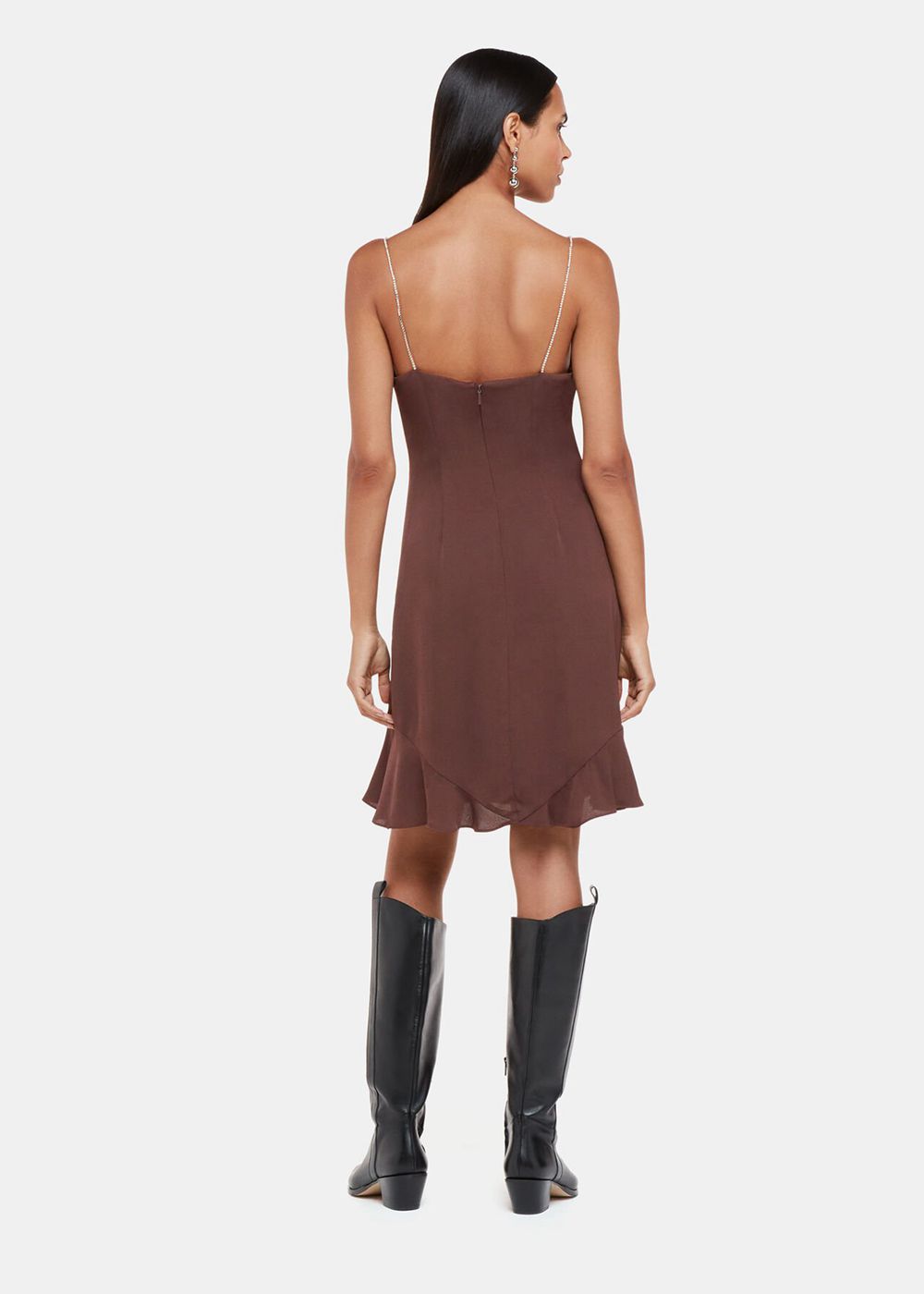 Whistles Diamante Detail Slip Dress Brown | US-45902GYDO