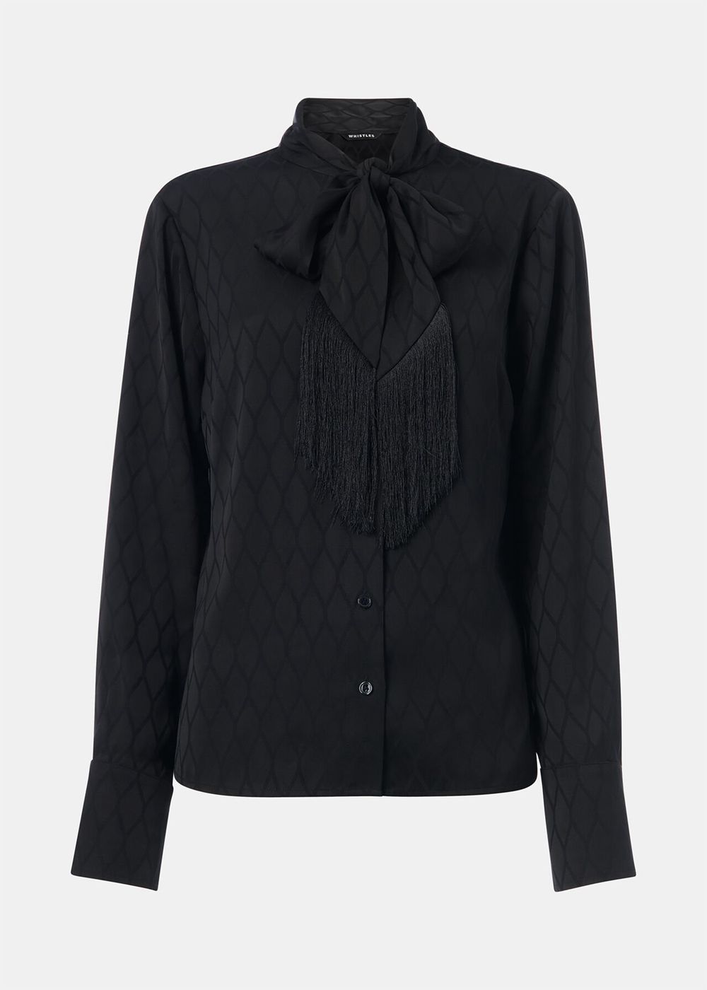 Whistles Diamond Jacquard Scarf Blouse Black | US-98015WPXM