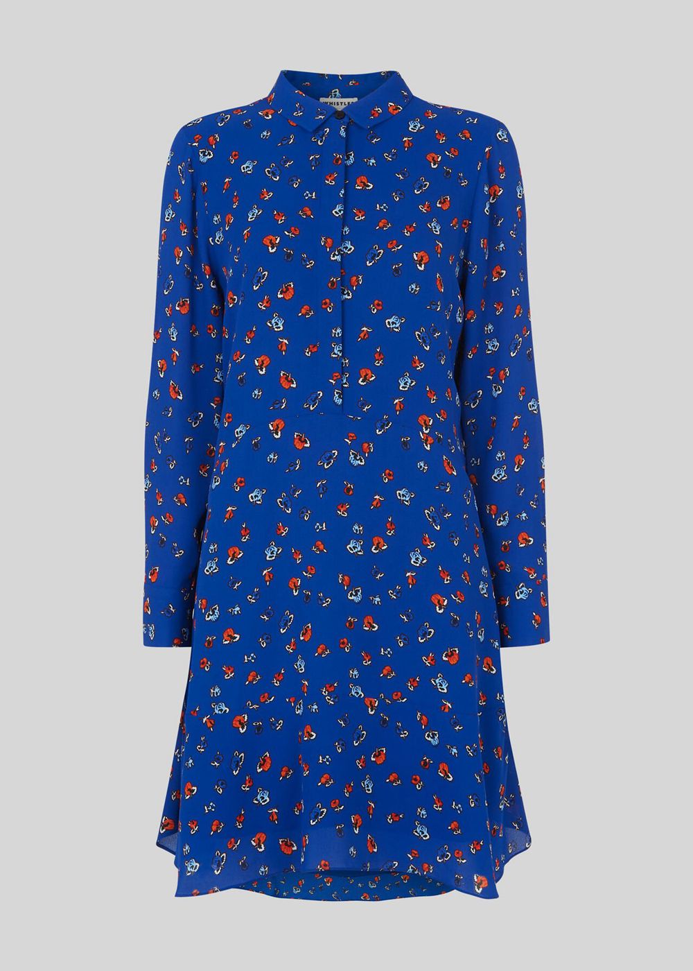 Whistles Ditsy Floral Print Shirt Dress Blue / Multicolor | US-48953JDIO