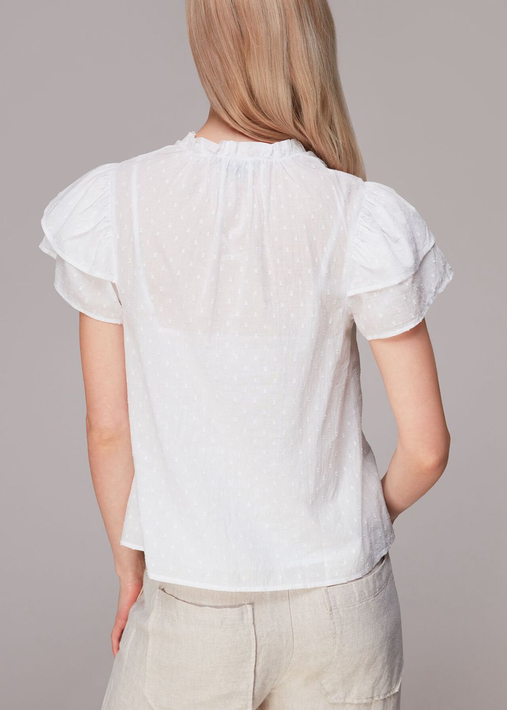 Whistles Dobby Cotton Blouse White | US-62893RBPX