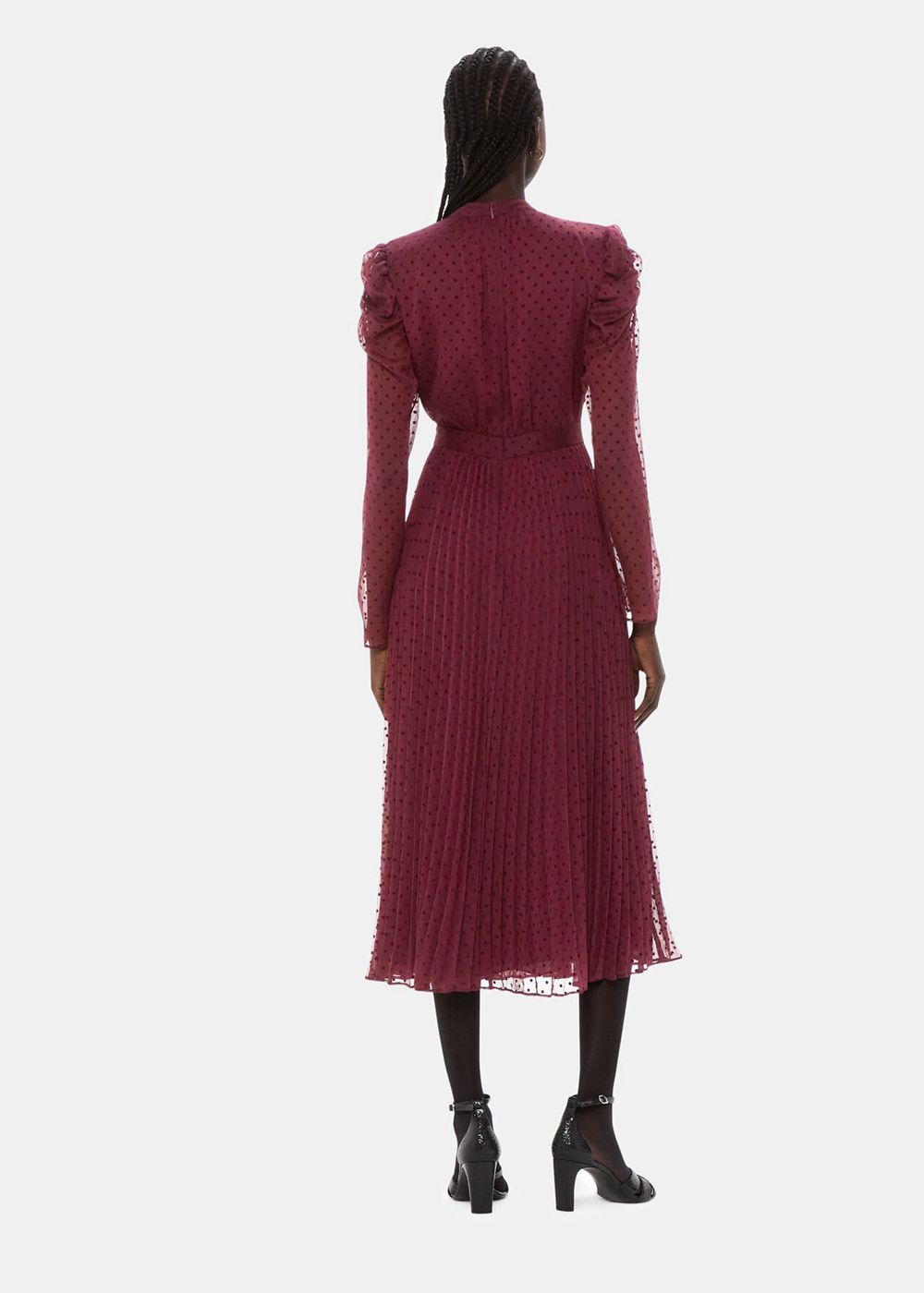 Whistles Dobby Velvet Celia Dress Burgundy | US-65214ECIU