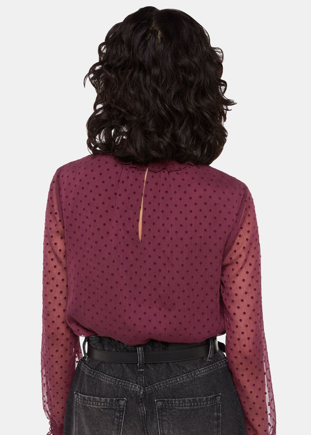 Whistles Dobby Velvet Shirred Top Burgundy | US-30842PRQA