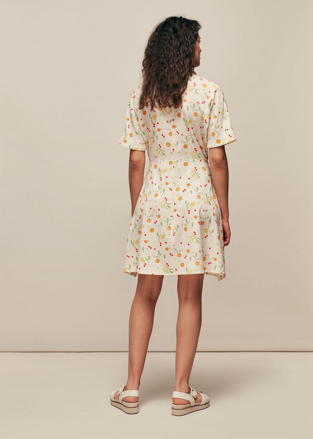 Whistles Dolly Fruit Tie Front Dress Cream / Multicolor | US-02357EDBS