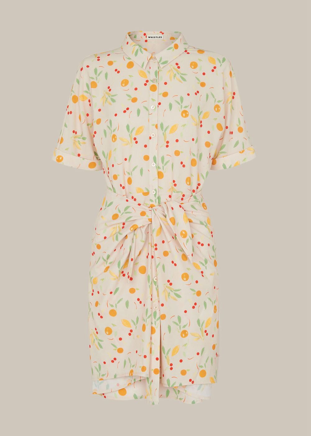 Whistles Dolly Fruit Tie Front Dress Cream / Multicolor | US-02357EDBS