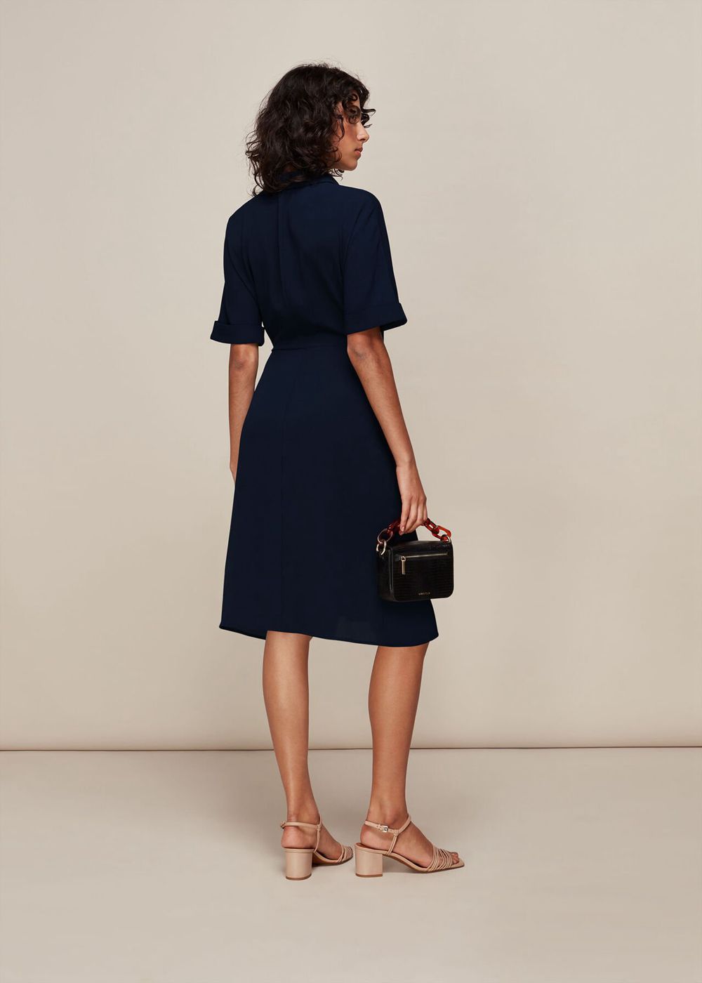 Whistles Dolly Tie Front Dress Navy | US-65184CKOE