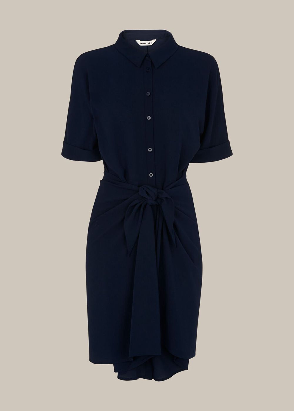 Whistles Dolly Tie Front Dress Navy | US-65184CKOE