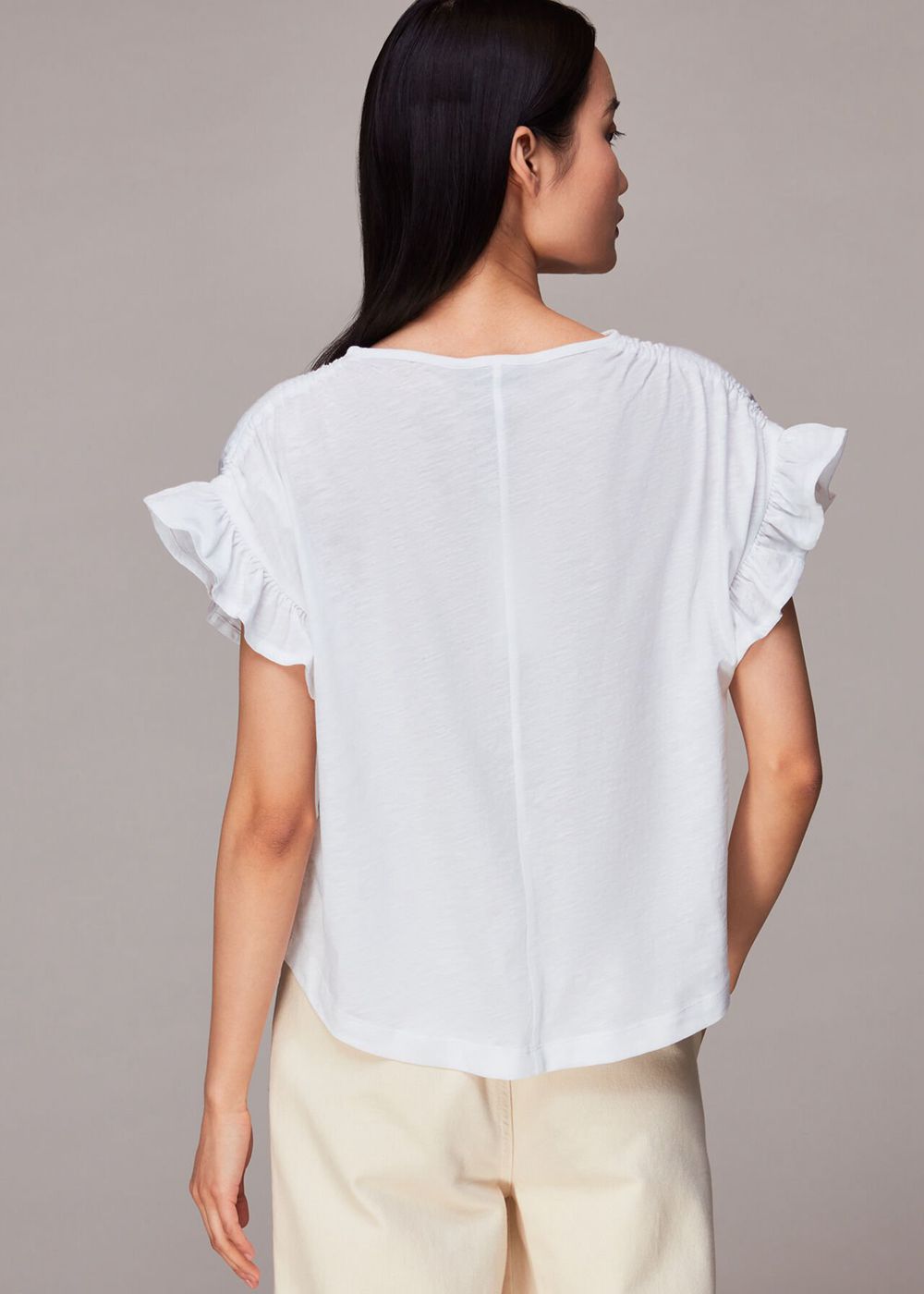 Whistles Drawstring Shoulder T-Shirt White | US-02978ZEIR