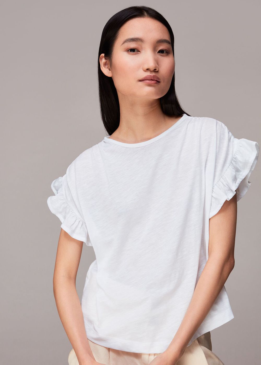 Whistles Drawstring Shoulder T-Shirt White | US-02978ZEIR