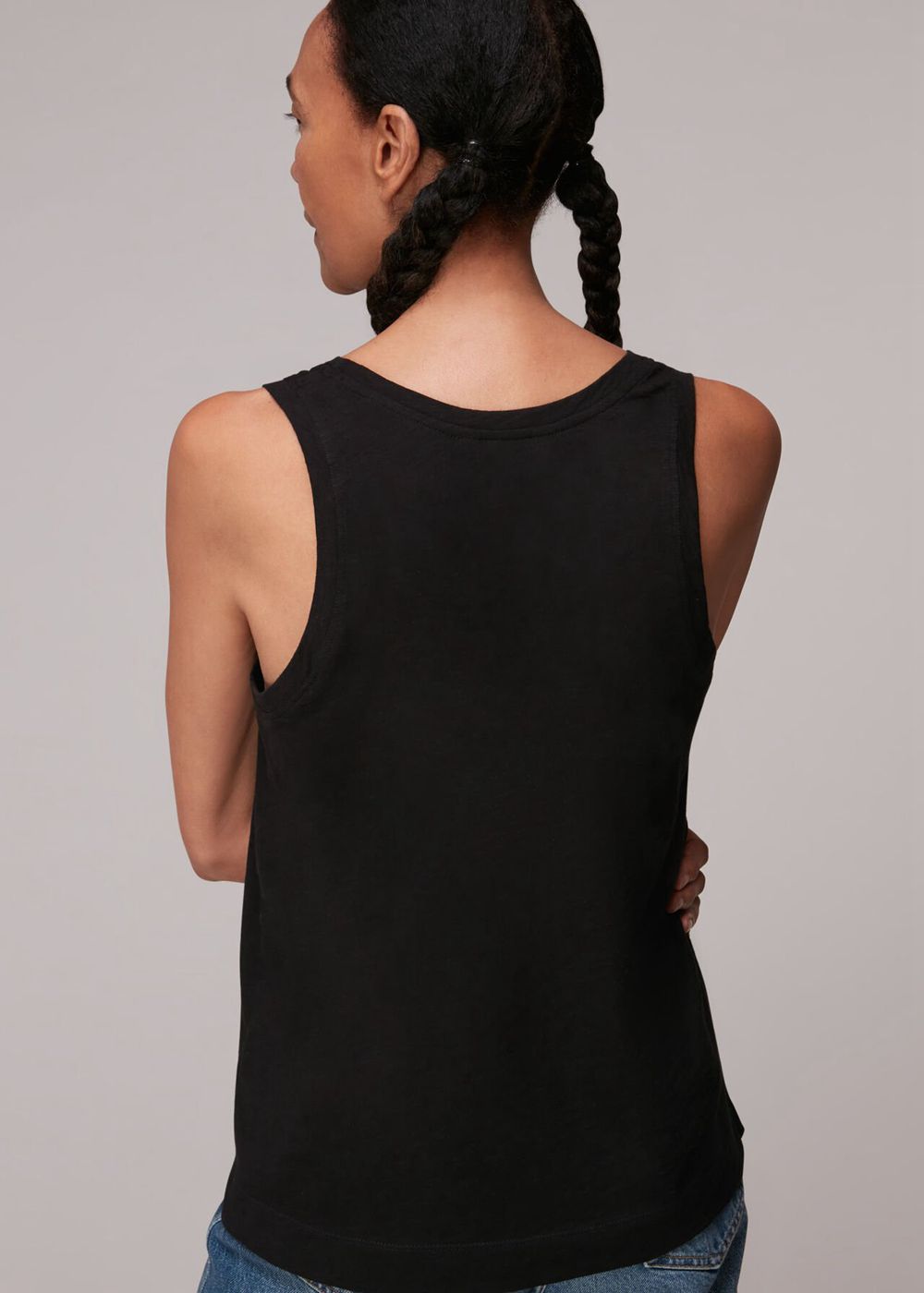 Whistles Easy Basic Vest Top Black | US-63701KYVA