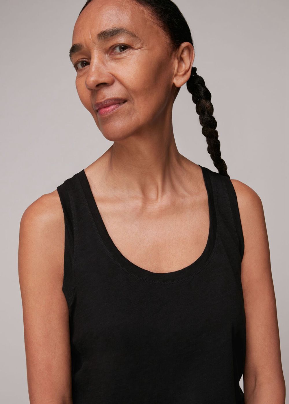 Whistles Easy Basic Vest Top Black | US-63701KYVA