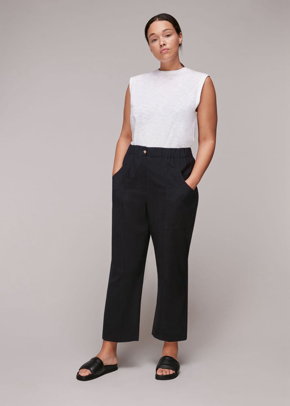 Whistles Easy Casual Pants Black | US-68371PHSI