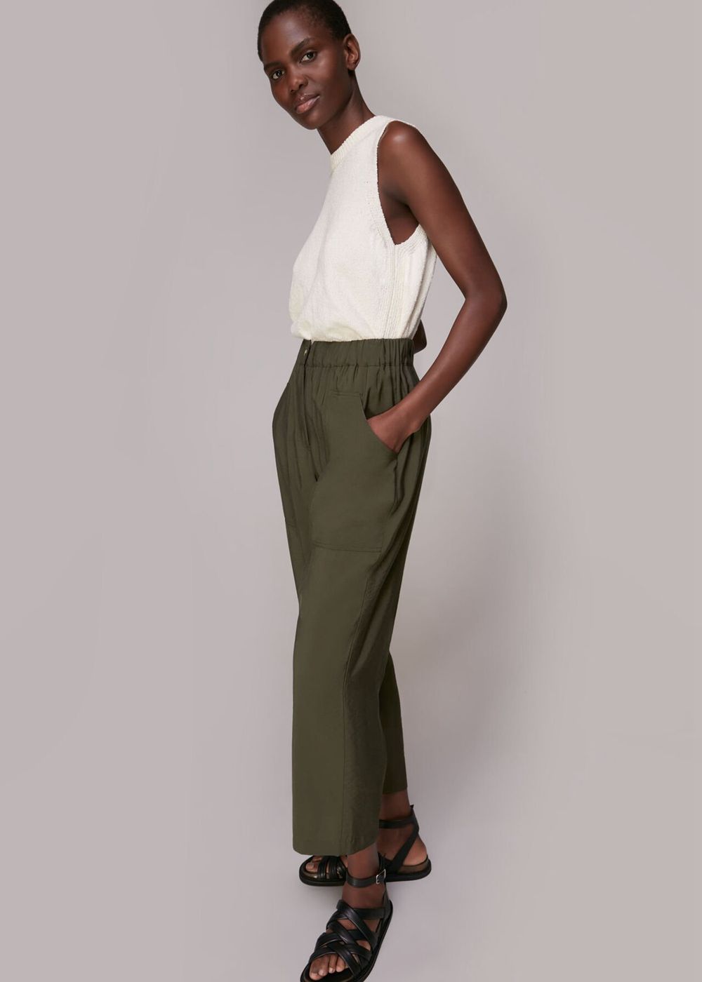 Whistles Easy Casual Pants Khaki | US-87150HESO