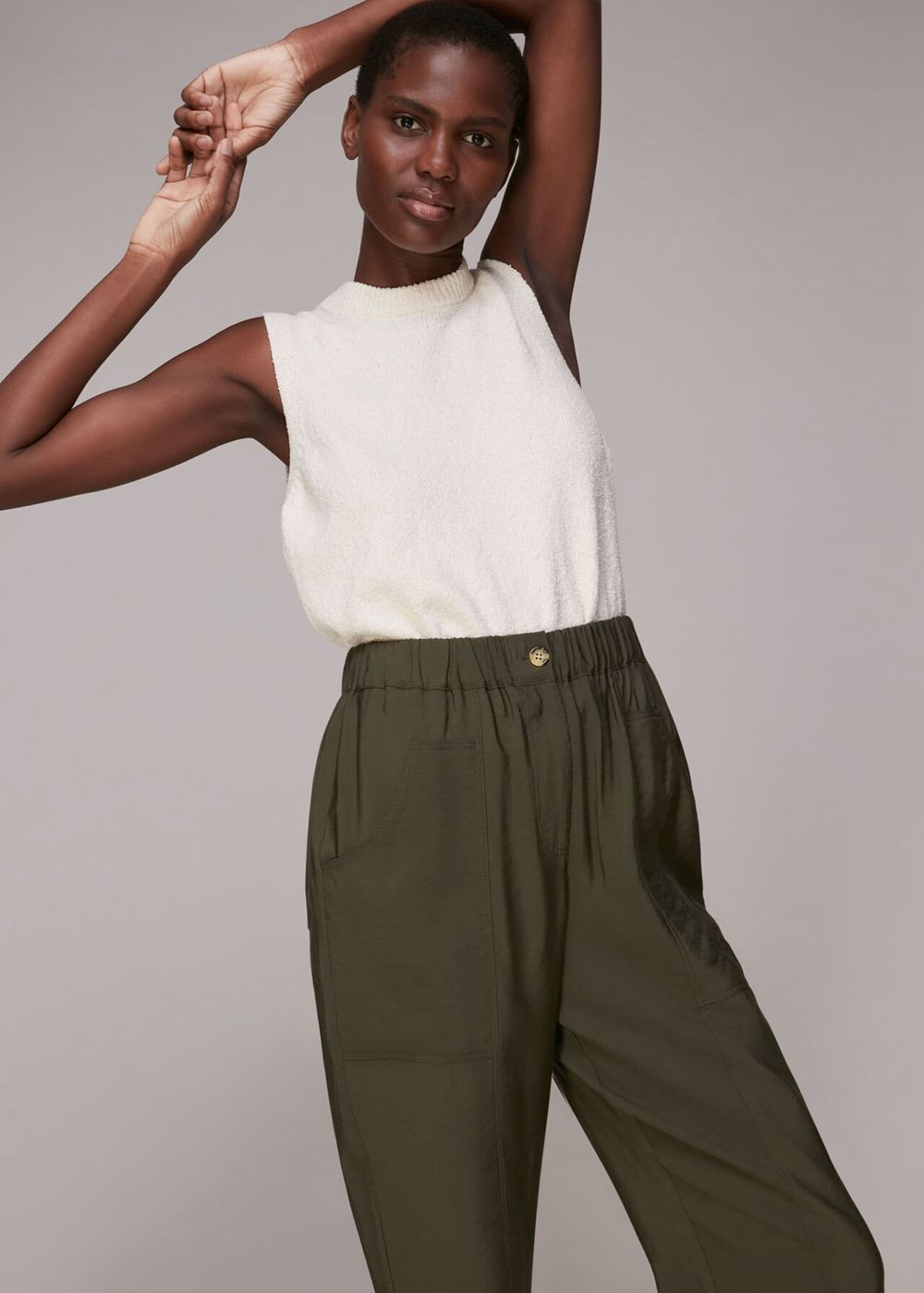 Whistles Easy Casual Pants Khaki | US-87150HESO