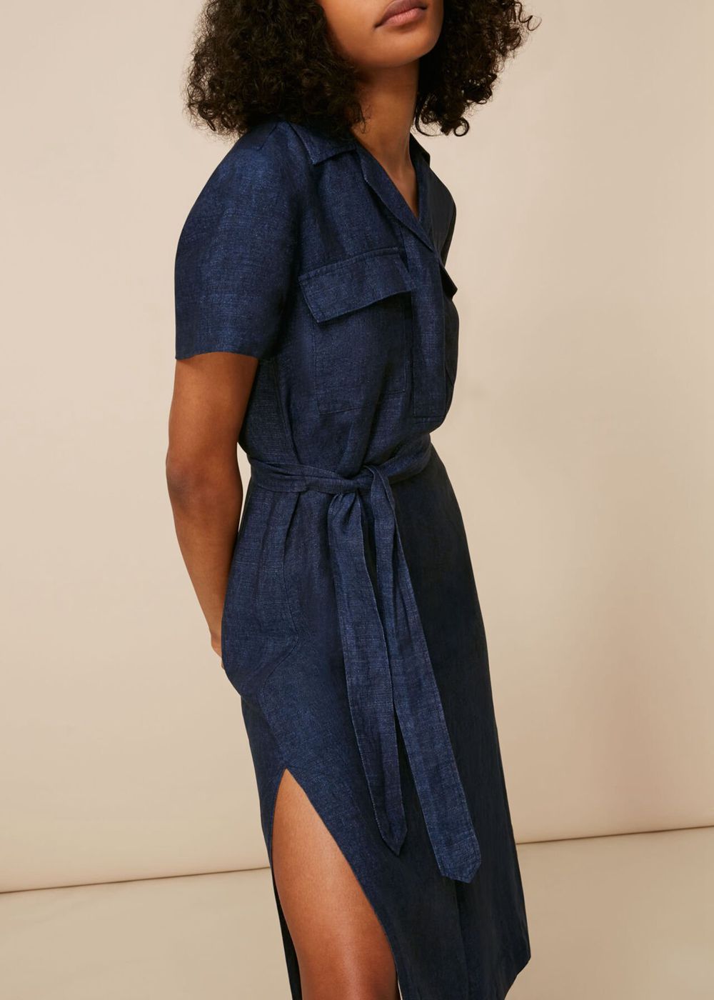 Whistles Easy Linen Shirt Dress Dark Blue | US-71406NKEX