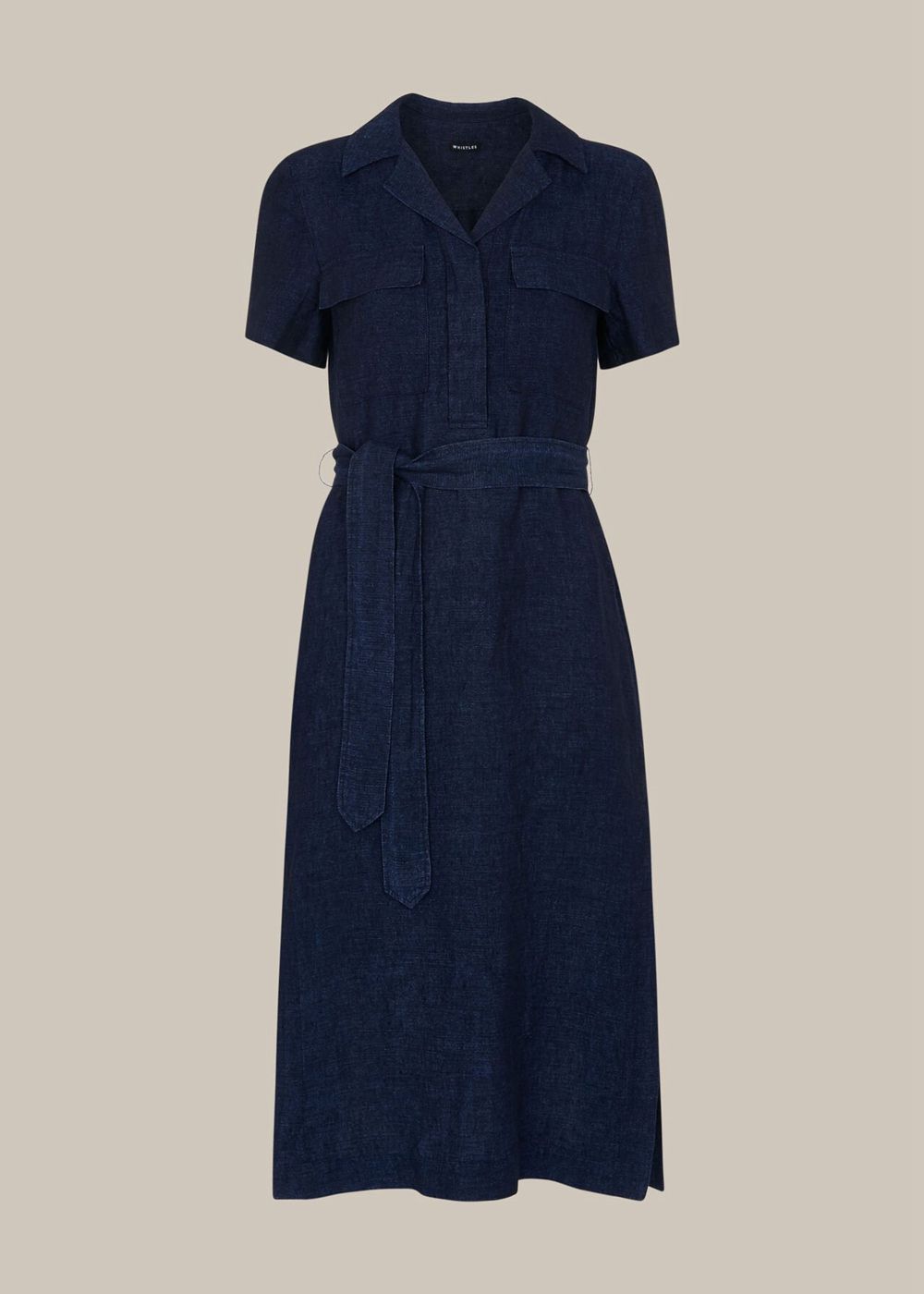 Whistles Easy Linen Shirt Dress Dark Blue | US-71406NKEX