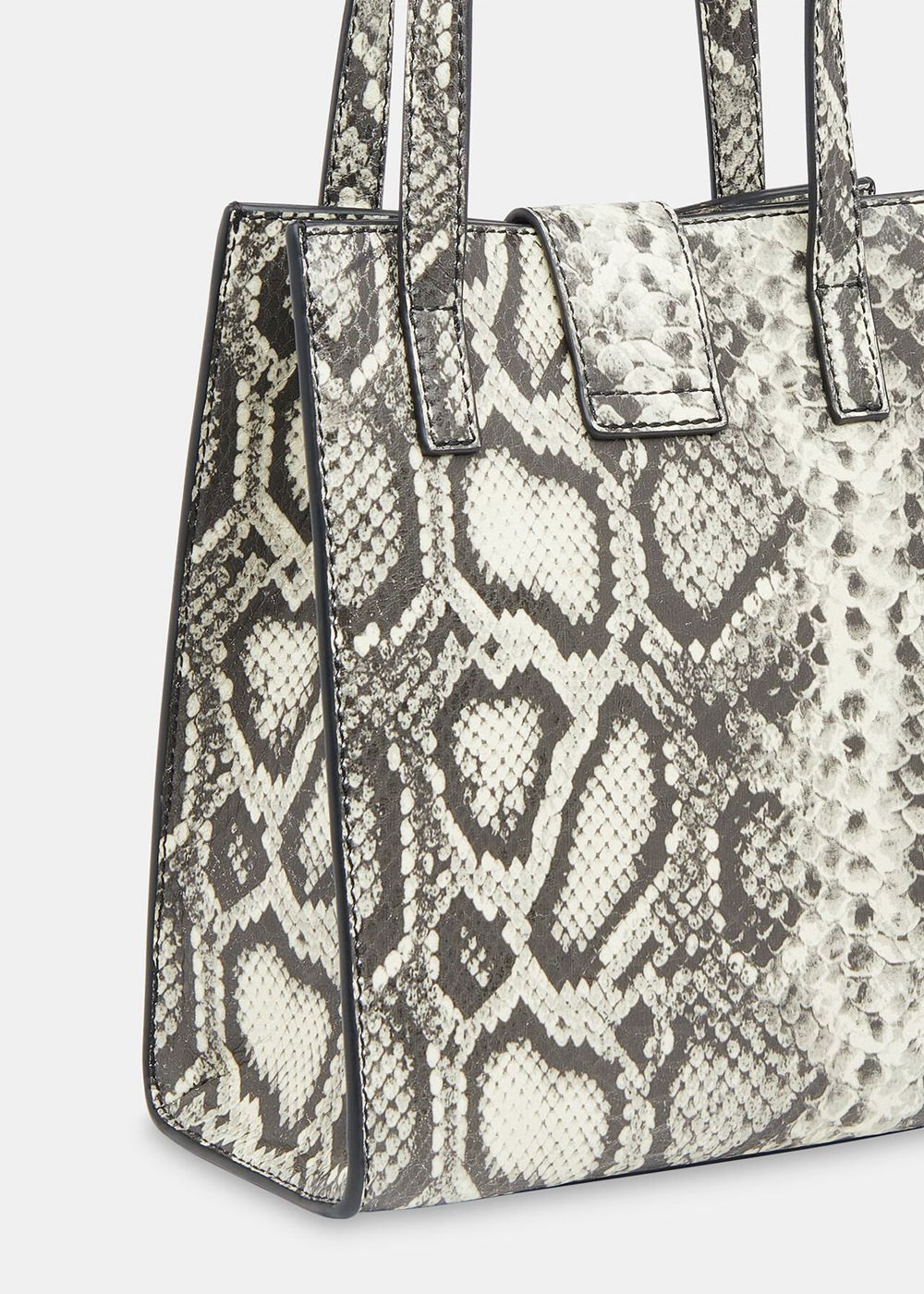 Whistles Eben Snake Mini Turn Lock Tote Bags Grey | US-61047ZFYT