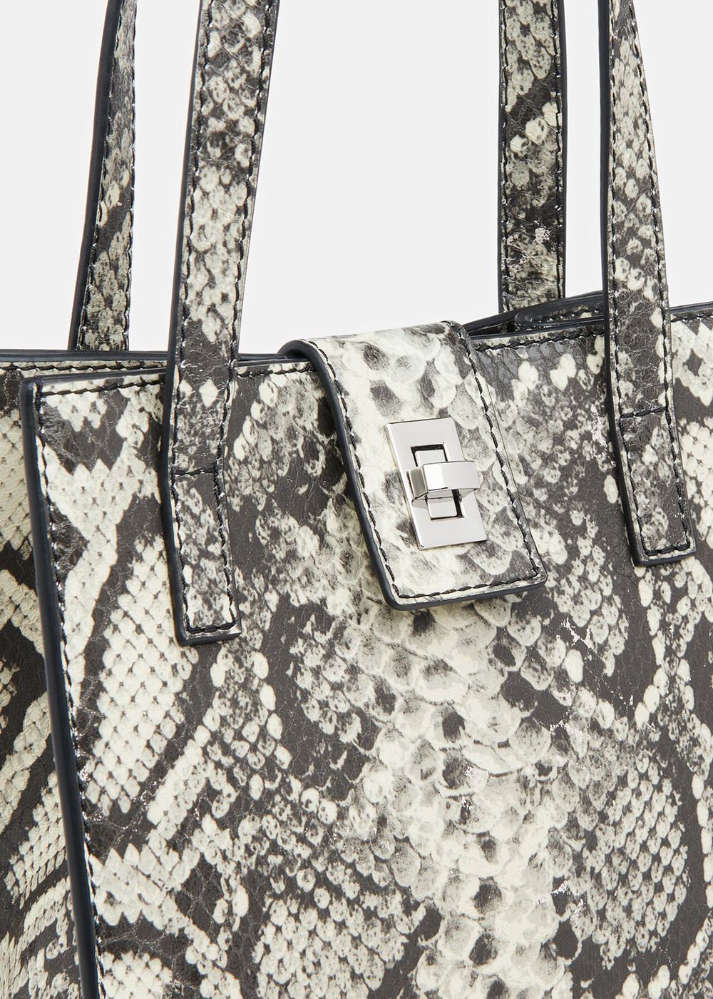 Whistles Eben Snake Mini Turn Lock Tote Bags Grey | US-61047ZFYT