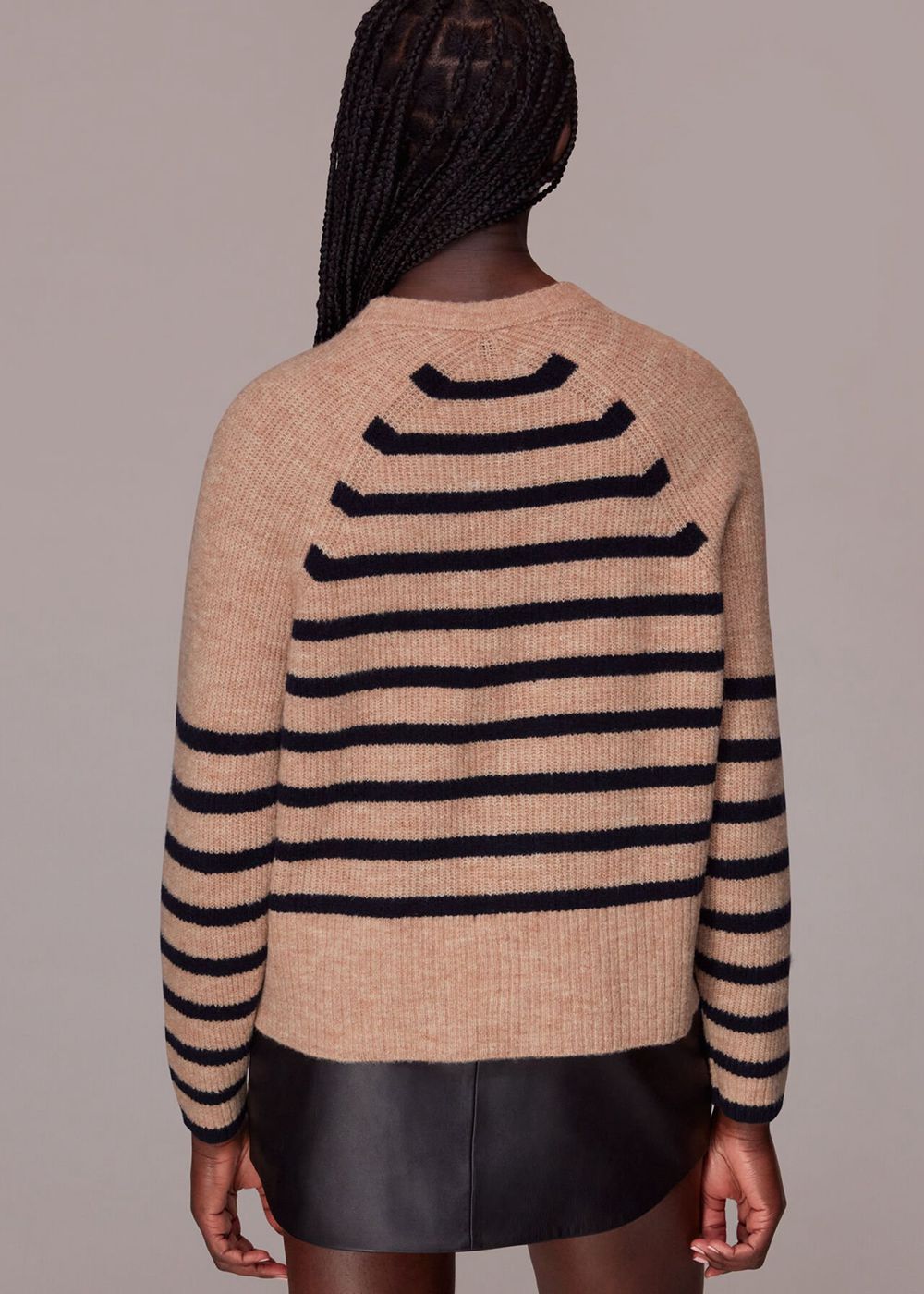 Whistles Eden Stripe Ribbed Jumpers Navy / Multicolor | US-50423ZCKV