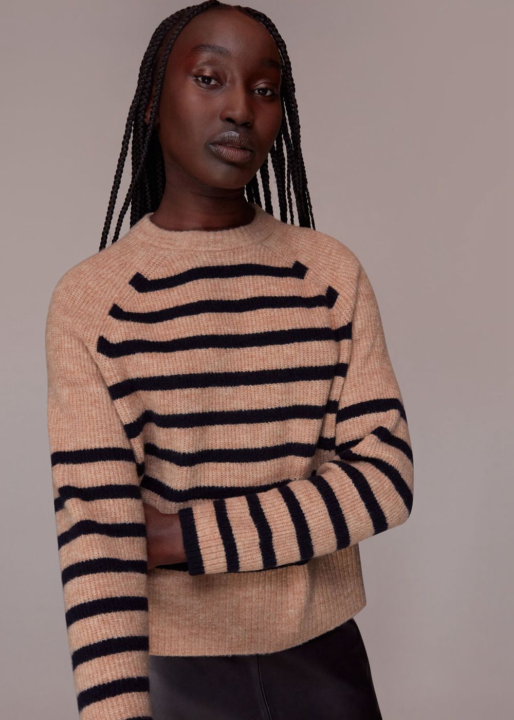 Whistles Eden Stripe Ribbed Jumpers Navy / Multicolor | US-50423ZCKV