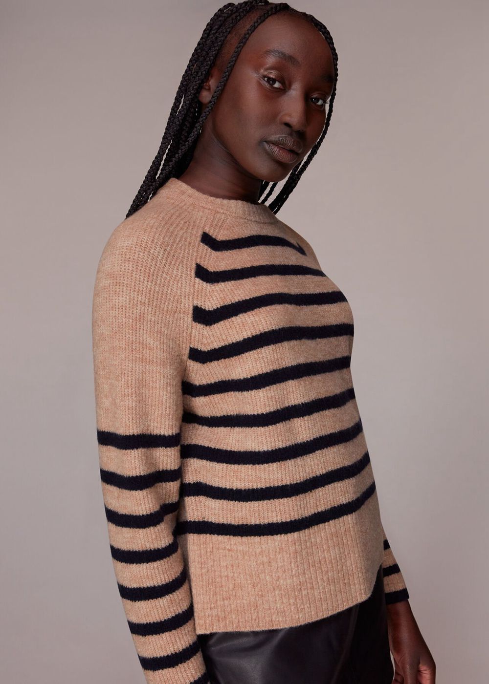 Whistles Eden Stripe Ribbed Jumpers Navy / Multicolor | US-50423ZCKV