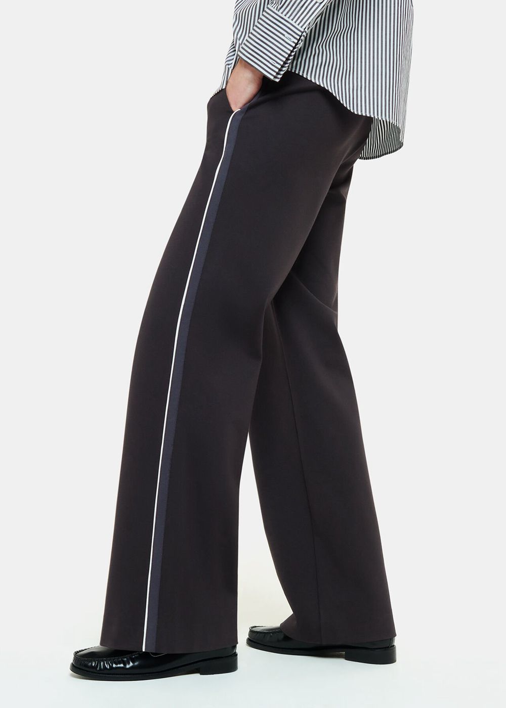 Whistles Edie Side Stripe Ponte Pants Black / Multicolor | US-14986NFDG