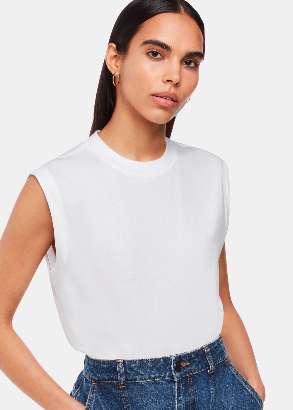 Whistles Edie Sleeveless Vest White | US-43280FVQK