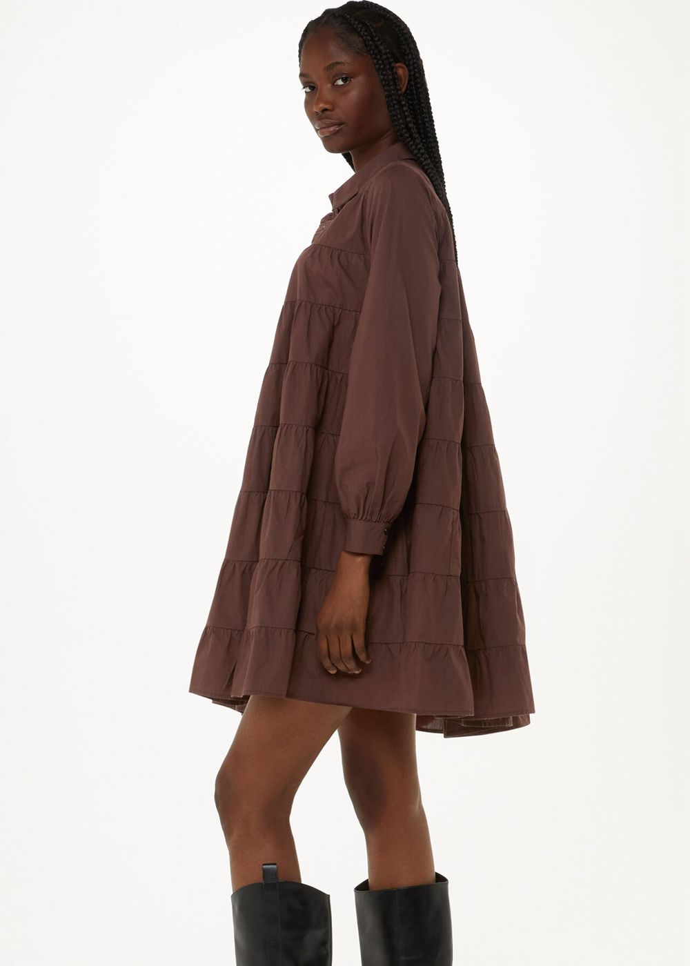 Whistles Edie Tiered Trapeze Dress Brown | US-63594QPMB