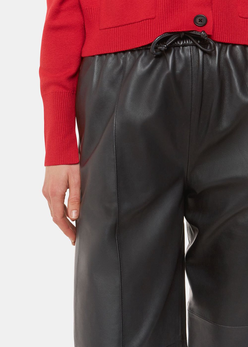 Whistles Elasticated Leather Pants Black | US-51237STXC