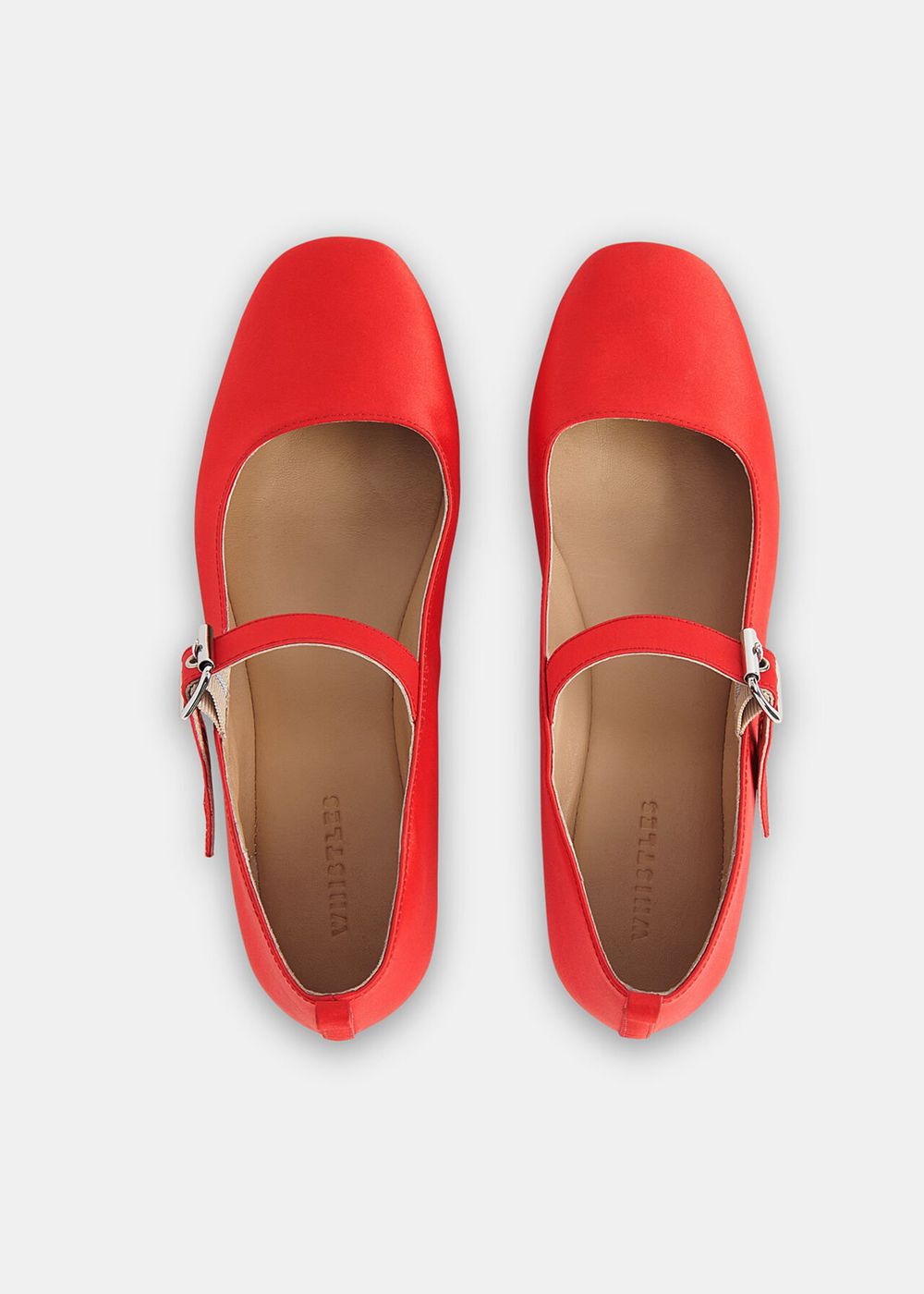 Whistles Elba Satin Ballet Flat Shoes Red | US-76851CXRT