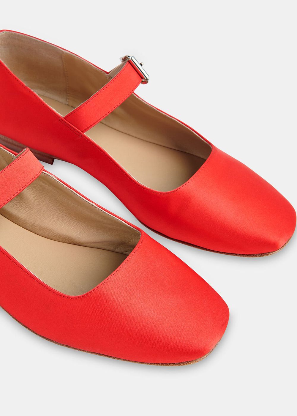 Whistles Elba Satin Ballet Flat Shoes Red | US-76851CXRT