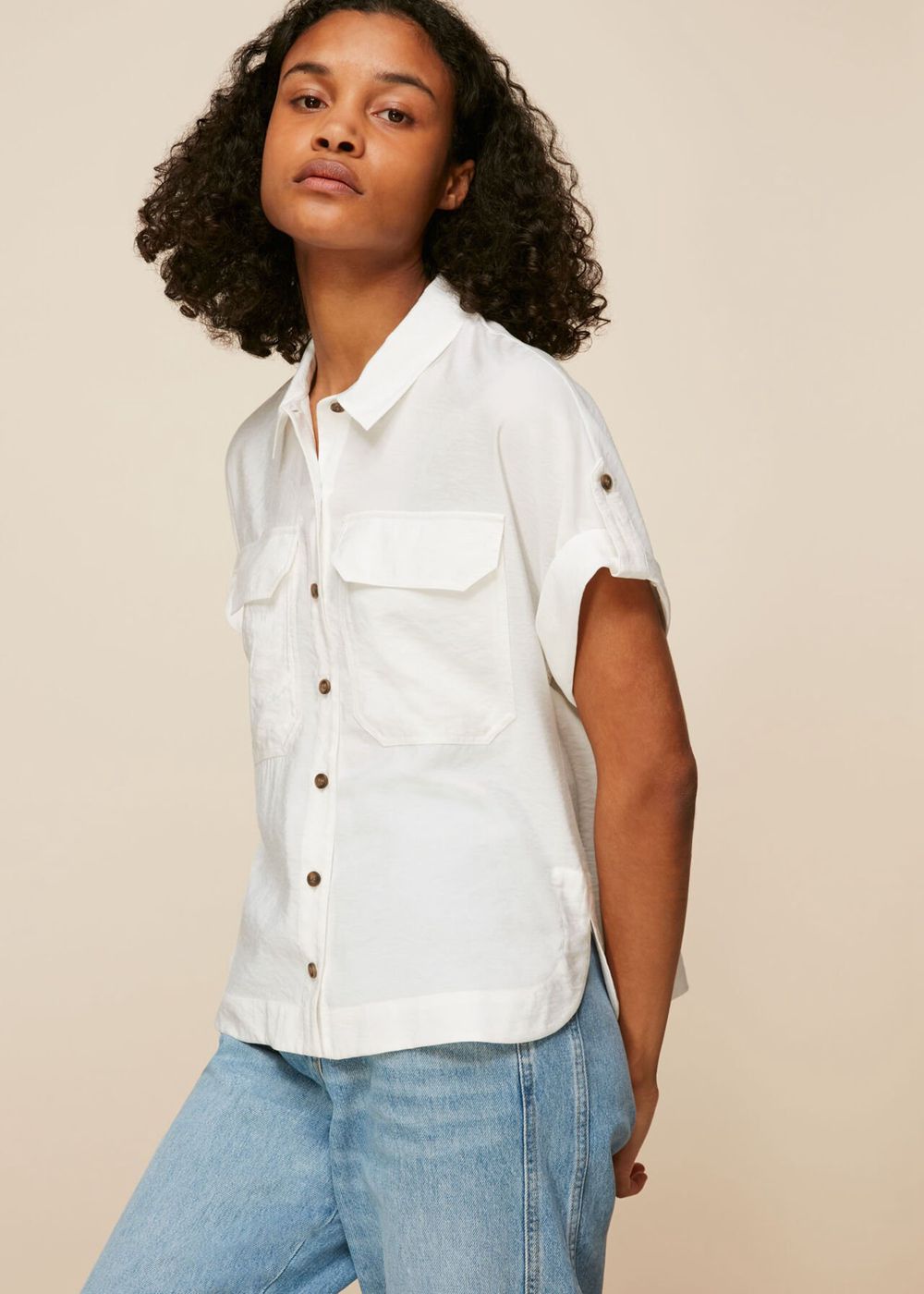 Whistles Elena Pocket Detail Shirts White | US-37589OHAZ