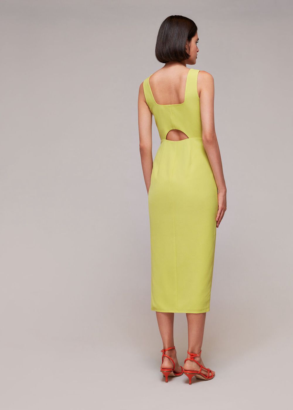 Whistles Elenor Square Neck Midi Dress Light Green | US-78302DYKI